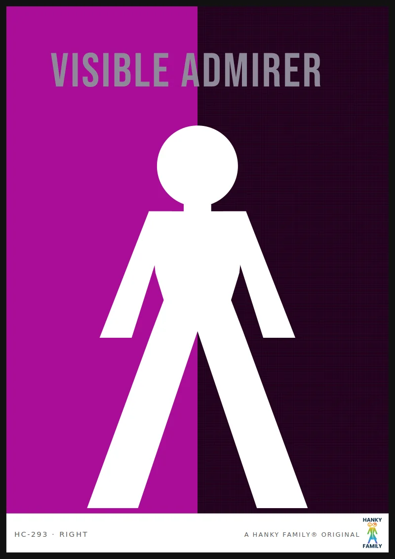 Trans & Visible — INK BLACK hanky code print, right pocket: VISIBLE ADMIRER