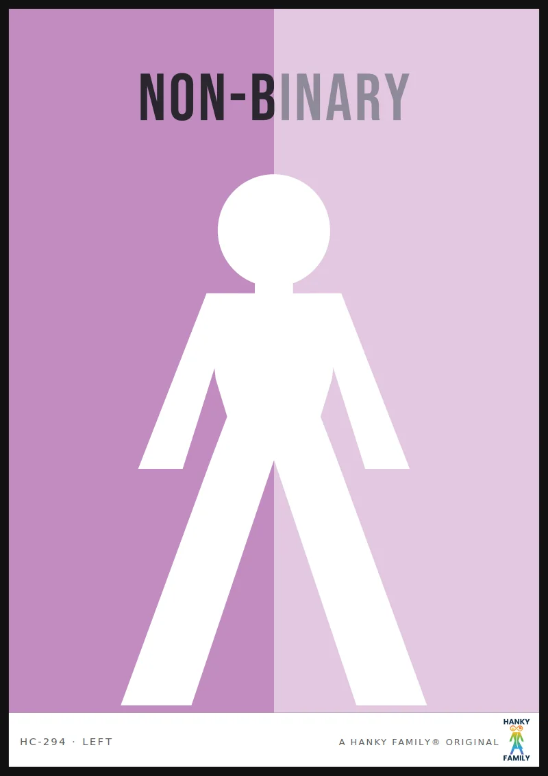 Non-Binary — LAVENDER (P9) hanky code print, left pocket: NON-BINARY