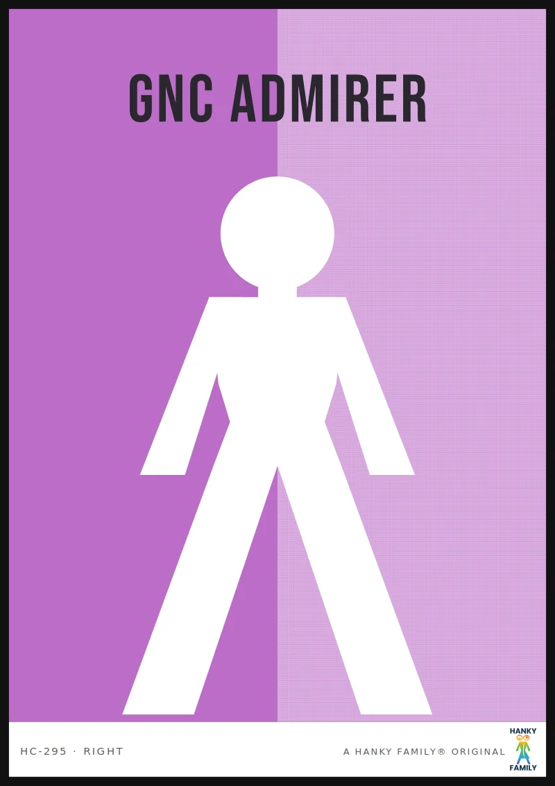 Genderqueer / GNC — LILAC hanky code print, right pocket: GNC ADMIRER