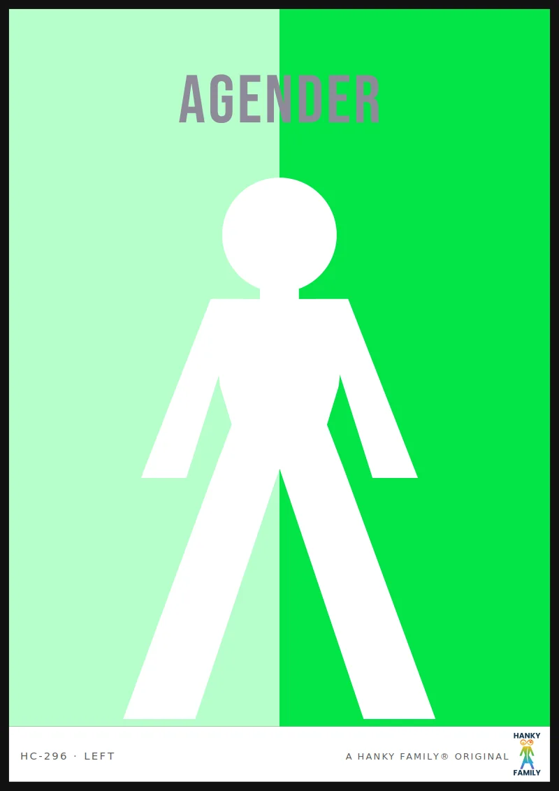 Agender (P9) — SOFT MINT hanky code print, left pocket: AGENDER
