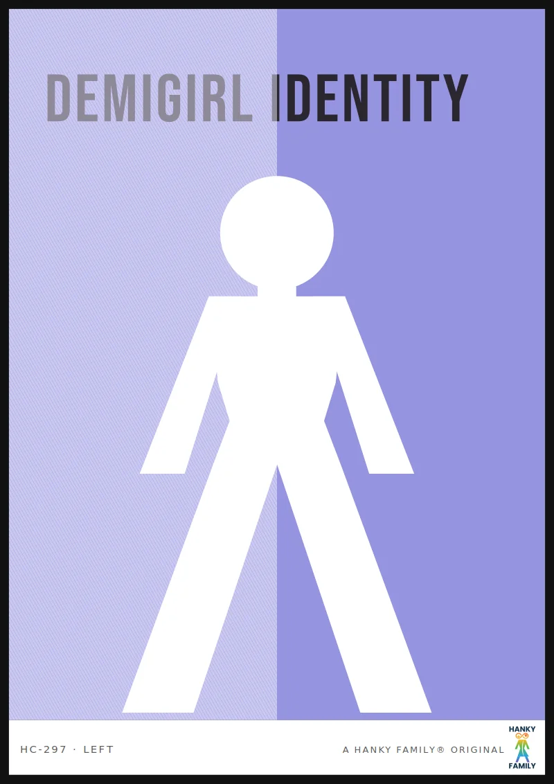 Demigirl — PALE GREY-BLUE hanky code print, left pocket