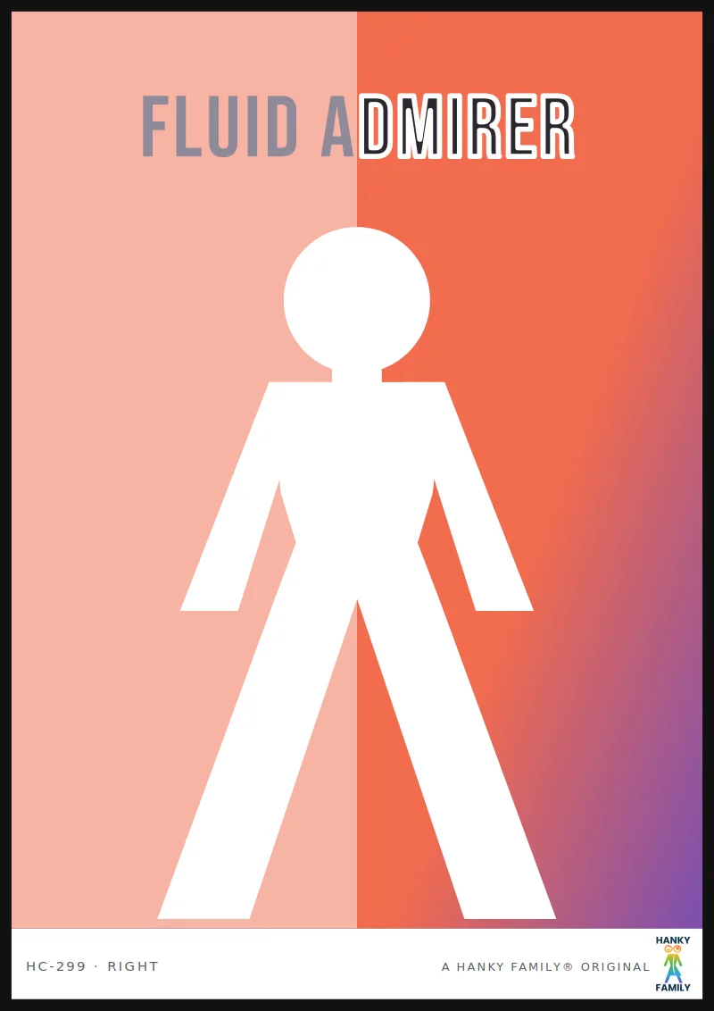 Genderfluid (P9) — SUNSET GRADIENT hanky code print, right pocket: FLUID ADMIRER
