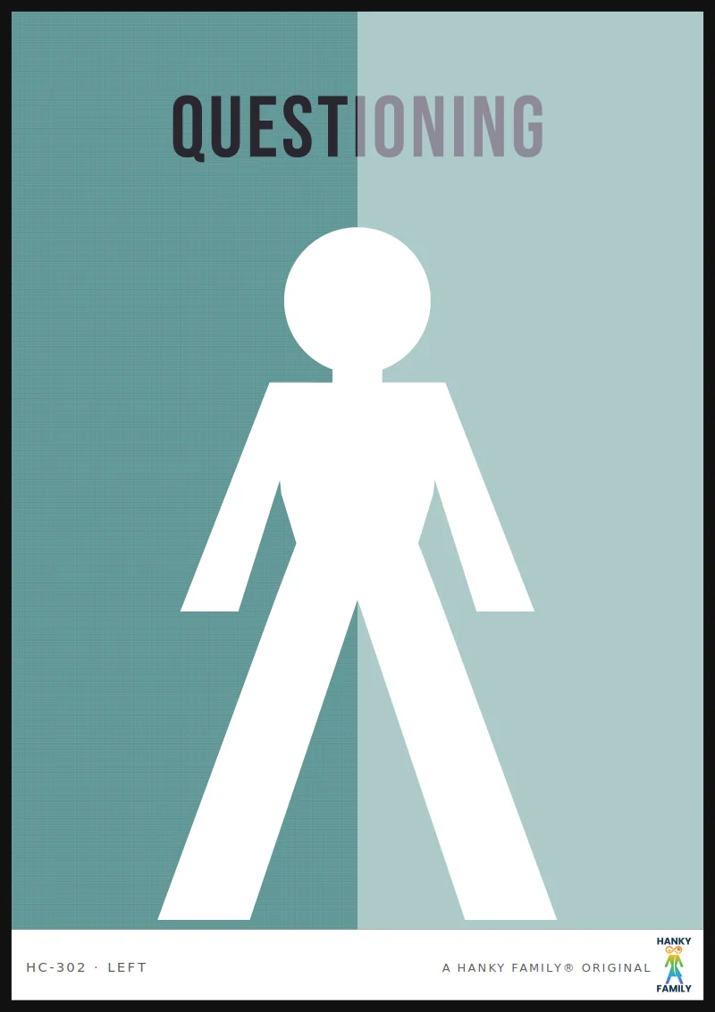 Gender Questioning — MUTED TEAL hanky code print, left pocket