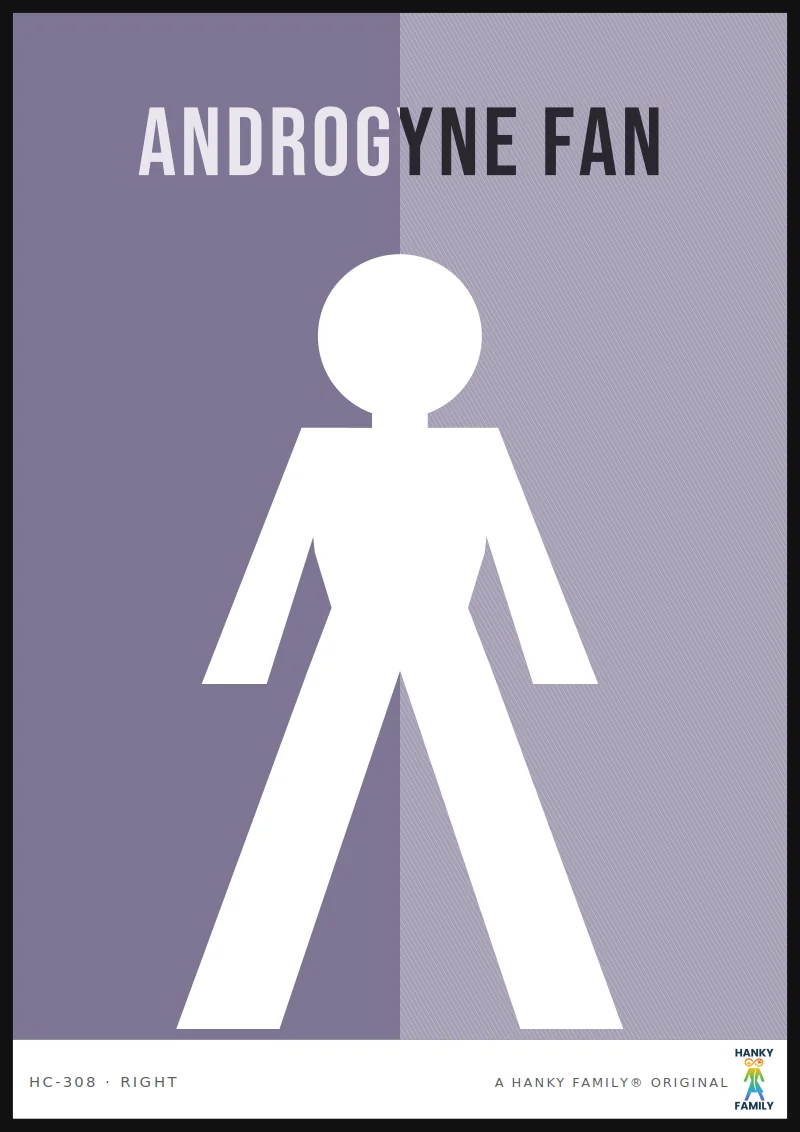 Androgyne — SILVER-BLUE hanky code print, right pocket: ANDROGYNE FAN