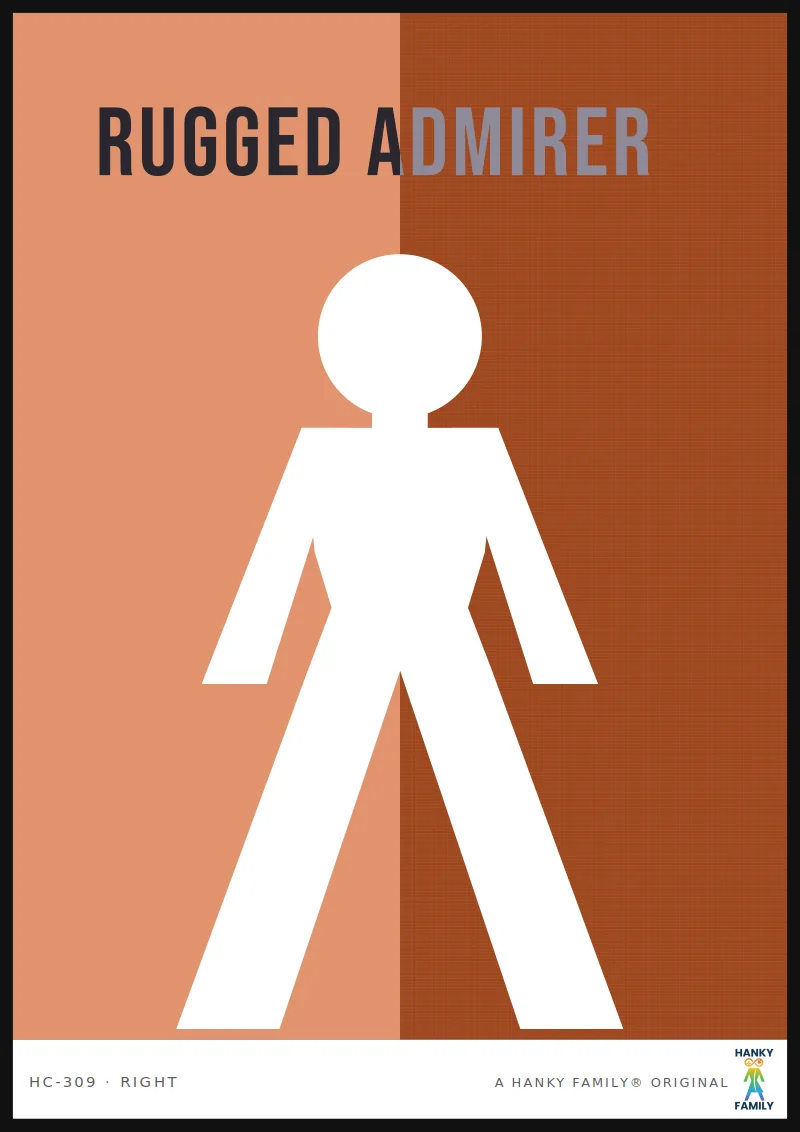 Rugged / Earthy — BURNT SIENNA (P9) hanky code print, right pocket: RUGGED ADMIRER